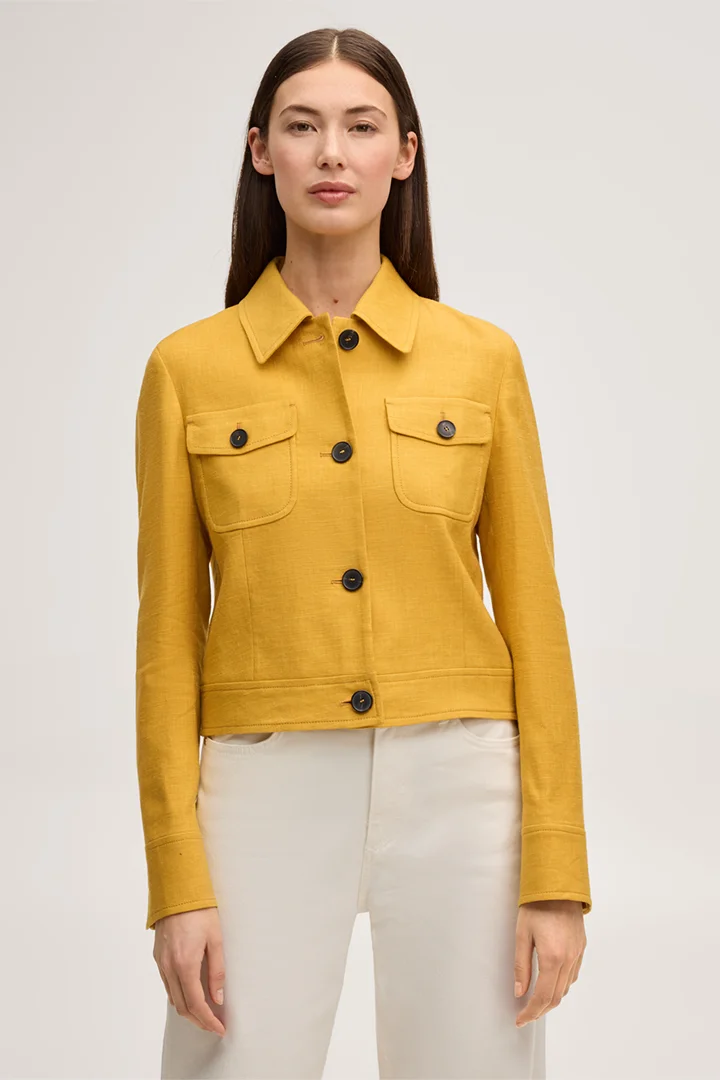 Führt zu Produktdetailseite „Leinenstretch-Blazer-Jacke in Gelb"