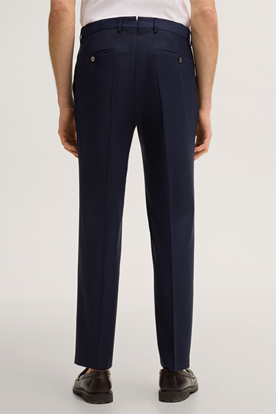 Schurwoll-Baukasten-Hose Silvi mit Bundfalte in Navy