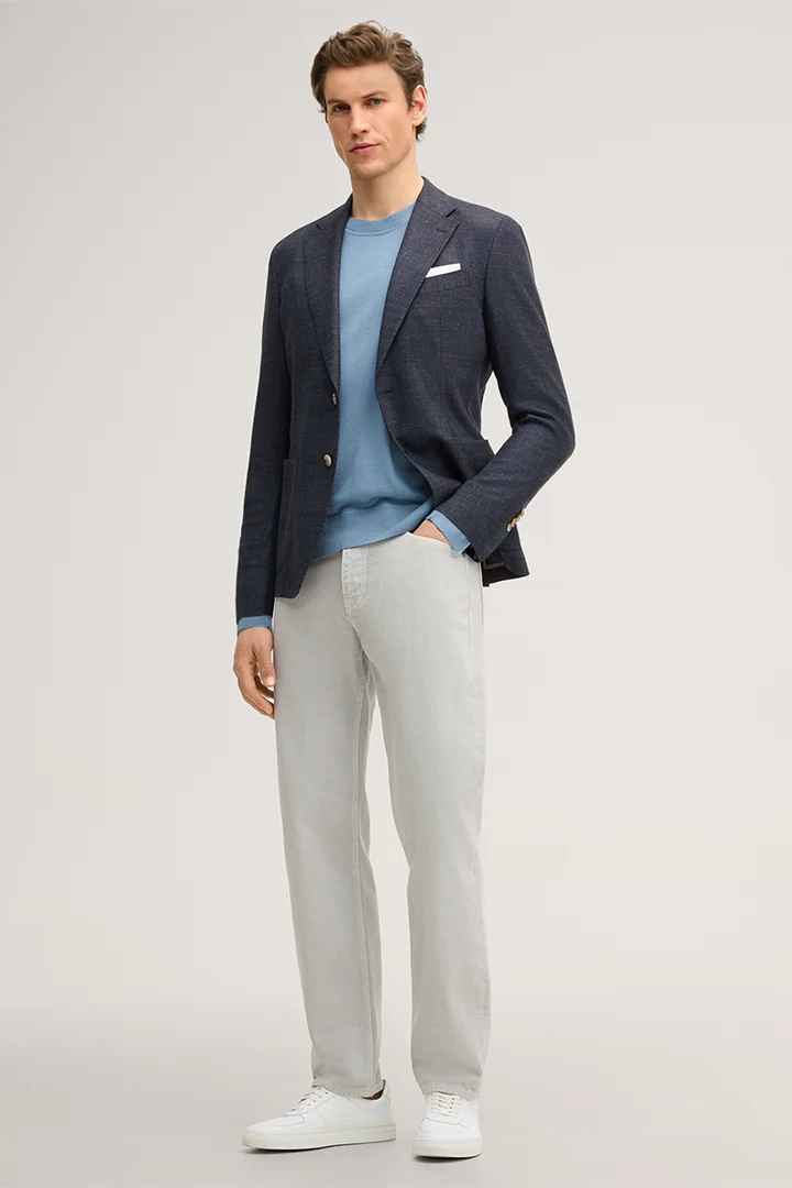 Führt zu Produktdetailseite „Schurwollmix-Sakko Giorno mit Leinen in Navy"