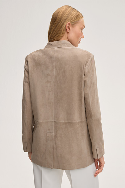 Lambskin Suede Blazer in Taupe