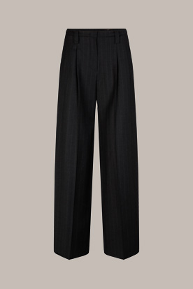 Pinstripe Flannel Palazzo Trousers in Anthracite