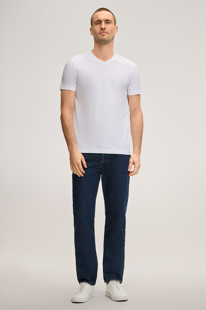 Leads to product detail page "Two-Pack of Cotton Blend Stretch V-Neck T-shirts in White"