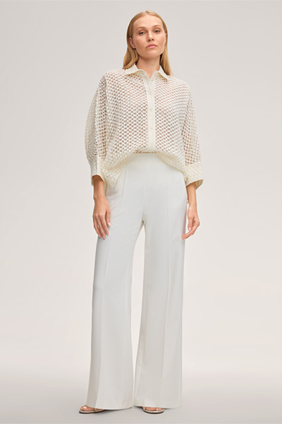 Crêpe-Marlene-Hose in Ecru