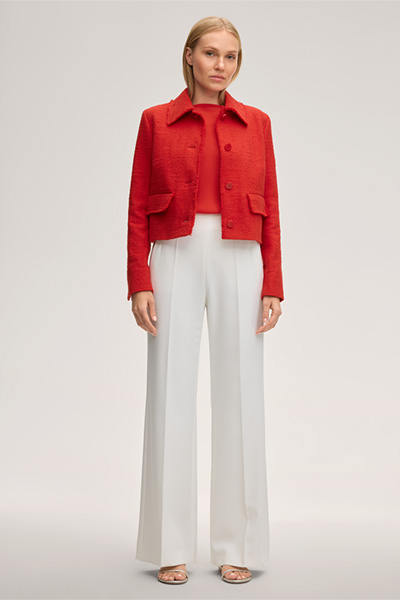 Baumwoll-Summer-Tweed-Kurz-Blazer in Rot