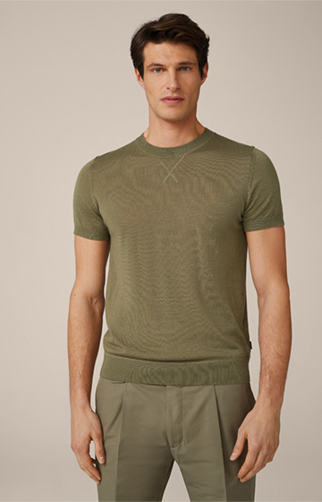 Nando Knitted T-Shirt in Olive