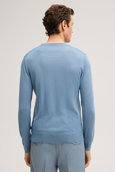 Strick-Pullover Nando mit Cashmere und Seide in Hellblau