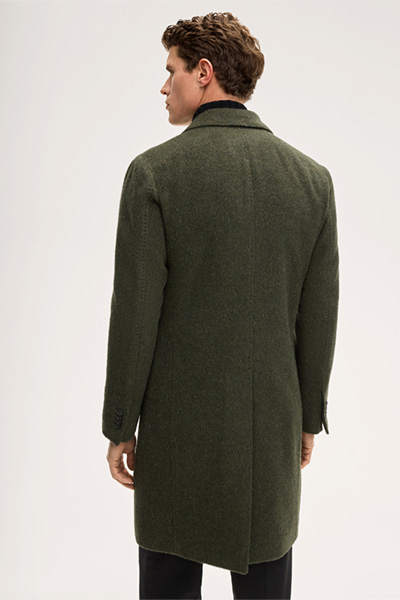Wollmix-Doppelreiher-Mantel Cantro mit Mohair in Oliv