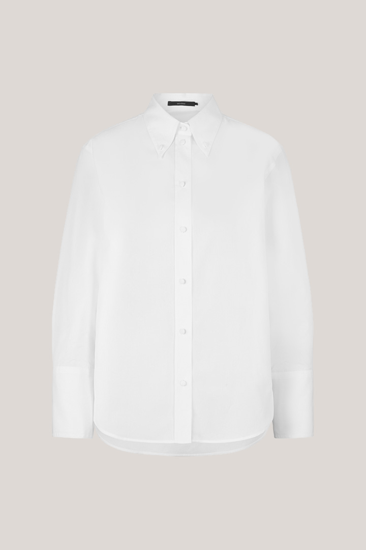 Popeline-Baumwoll-Hemdbluse in Weiss