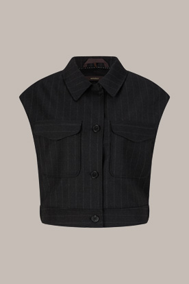 Short Pinstripe Flannel Waistcoat in Anthracite