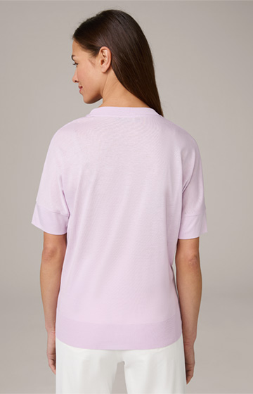 T-shirt en Tencel et coton à encolure en V, en lilas