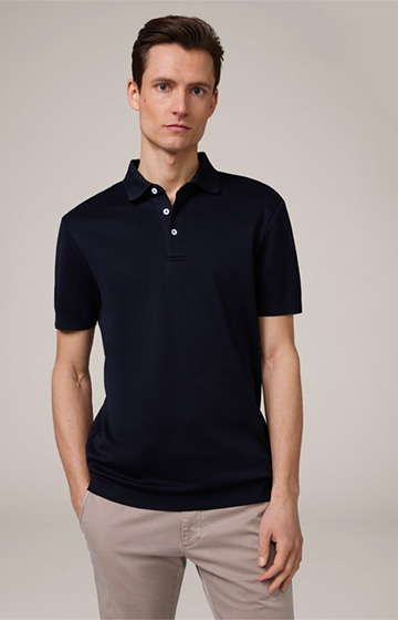 Floro Cotton Polo Shirt in Navy