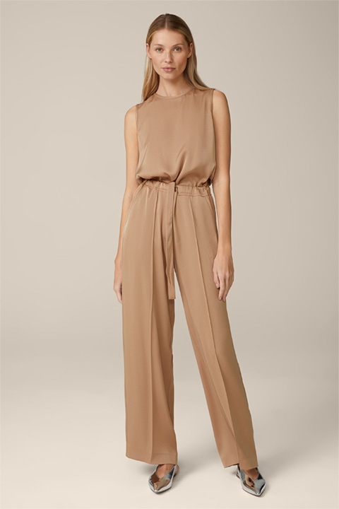 Crêpe Overalls in Camel