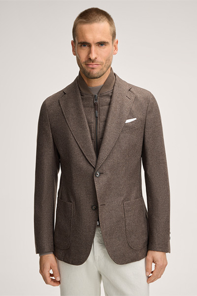 Wollmix-Sakko Trient mit Cashmere und Inlay in Braun