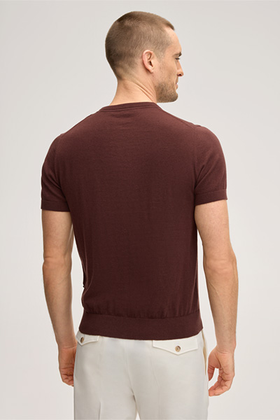 Strick-Shirt Cashmilo mit Cashmere und Seide in Bordeaux Rot