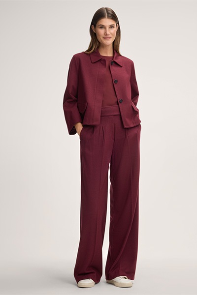 Wolljersey-Blazer-Jacke in A-Linie in Rot