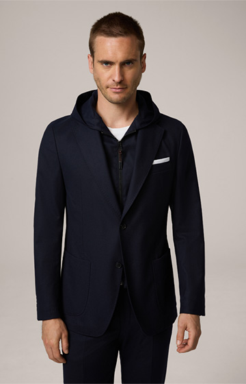 Gilo Wool Blend Modular Jacket with Hooded Inlay in Navy