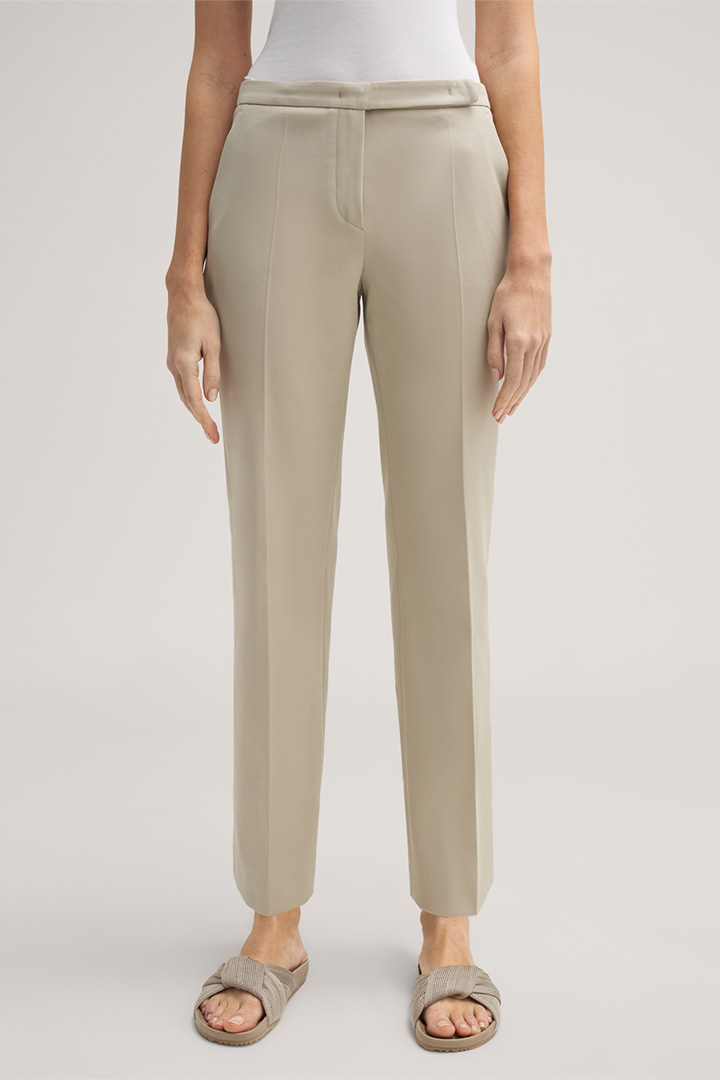 Pantalon raccourci en coton, en beige