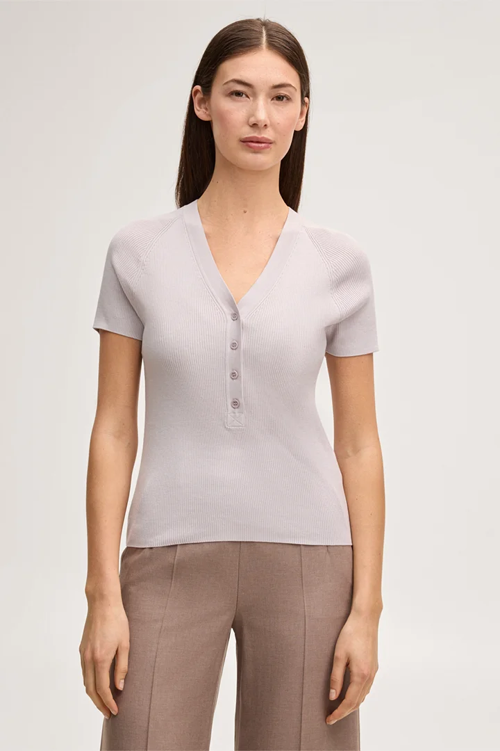 Führt zu Produktdetailseite „Seiden-Baumwollmix-T-Shirt in Beige"