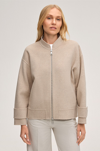 Doubleface-Blouson-Jacke in Taupe