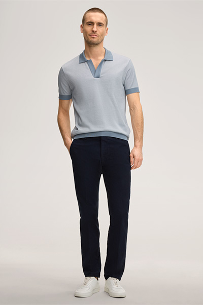 Florito Cotton Polo Shirt in Light Blue Marl