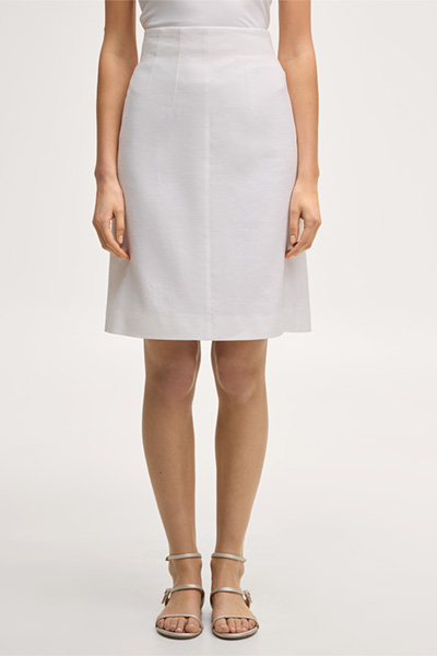 Leinenstretch-A-Linien-Rock in Weiß