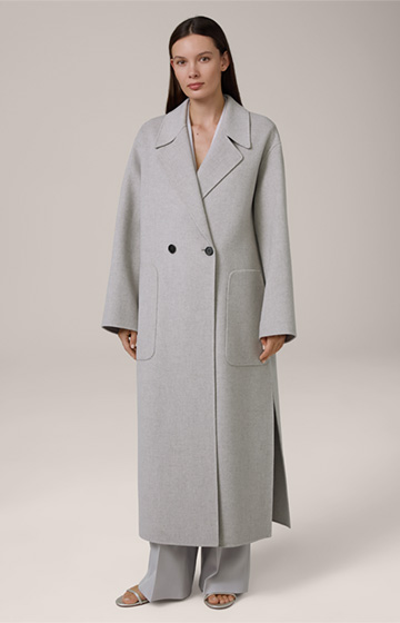 Virgin Wool Double-face Coat in Grey