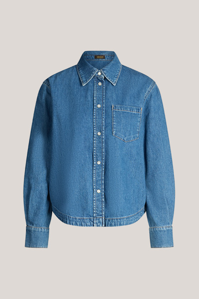 Chemisier en jean en bleu moyen délavé