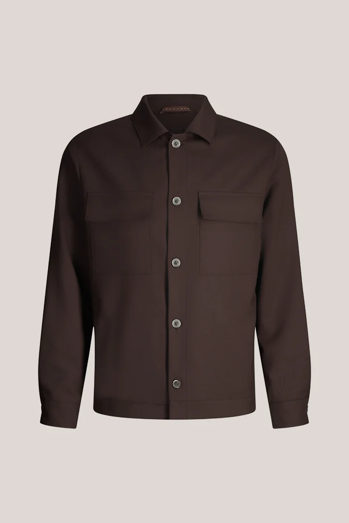 Lavoro Modular Virgin Wool Overshirt in Brown