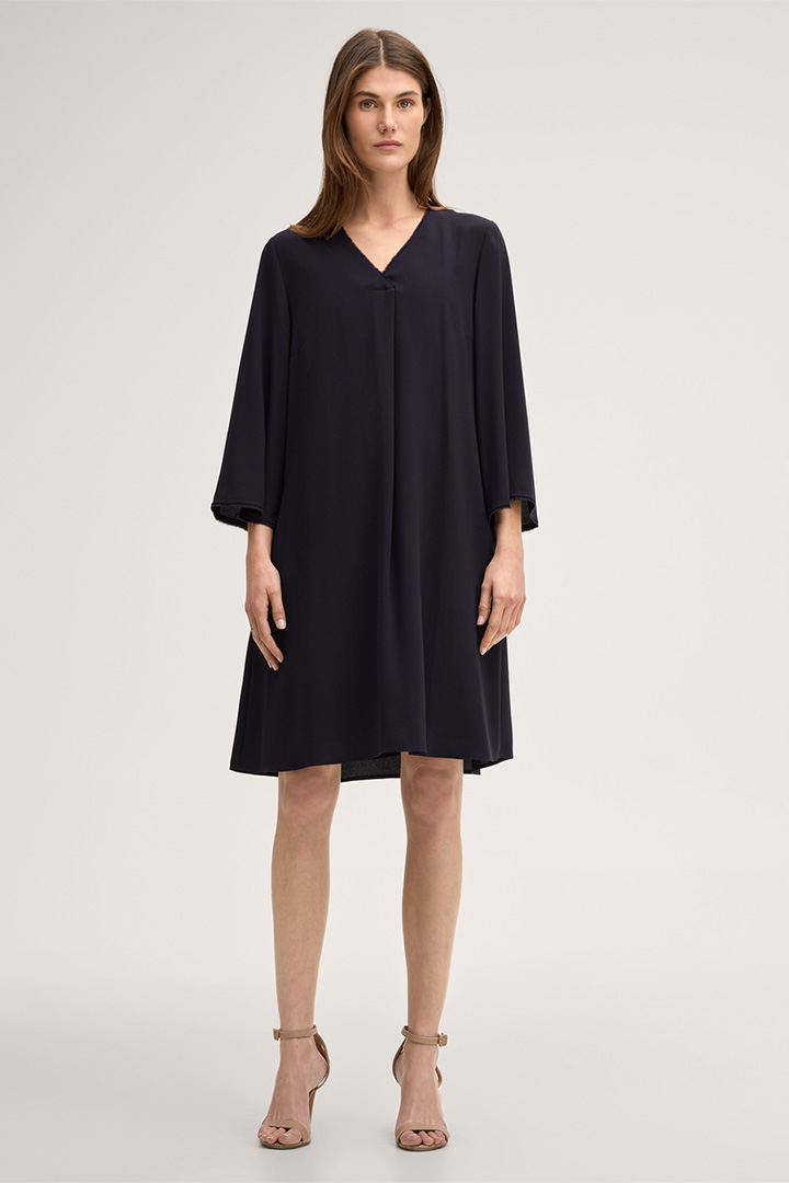 Leads to product detail page "A-line Crêpe Dress in Navy"