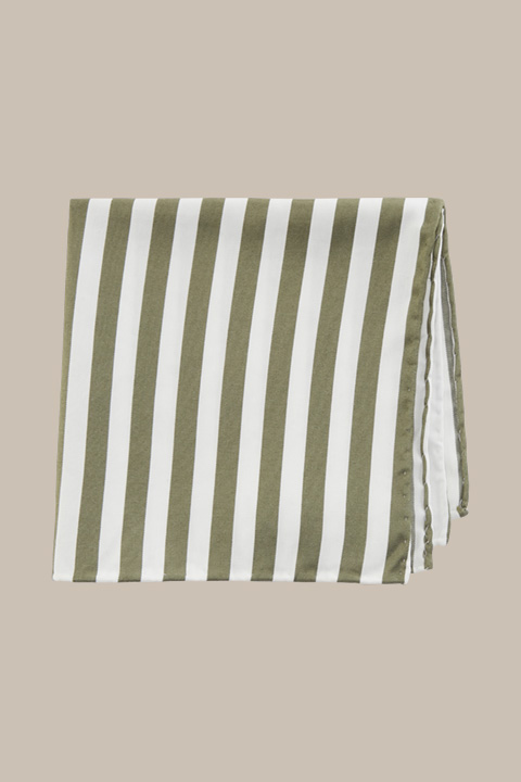 Breast pocket handkerchief in olive and white stripes