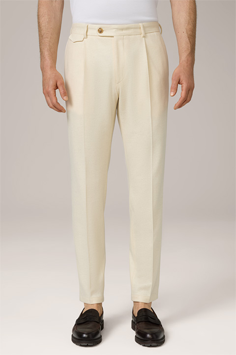 Pantalon à pinces modulable en cachemire Silvi, couleur blanc laine