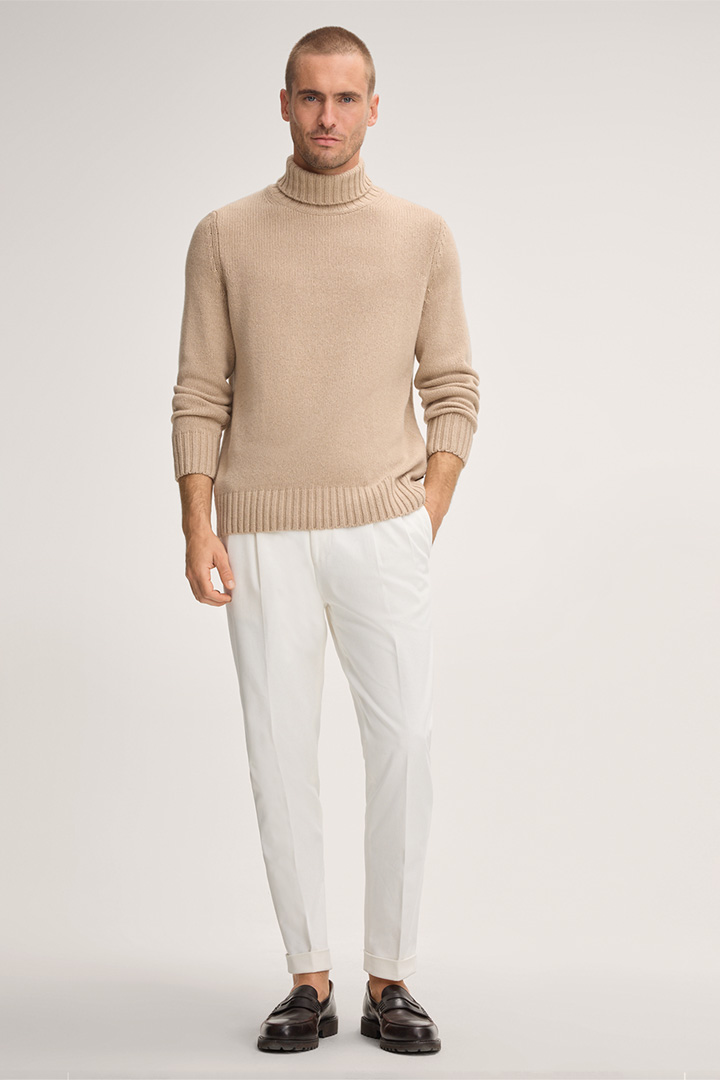 Führt zu Produktdetailseite „Cashmere-Strick-Rollkragen-Pullover Ecosio in Beige"