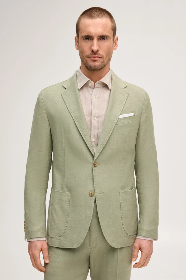 Führt zu Produktdetailseite „Leinenstretch-Baukasten-Sakko Giro in Hellgrün"