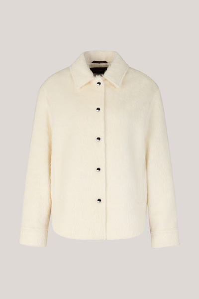 Brushed Alpaca Blend Shirt Jacket in Ecru