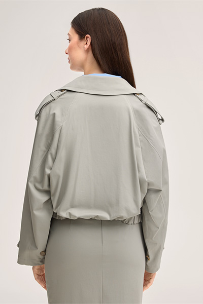 Veste trench double en coton stretch, couleur grège