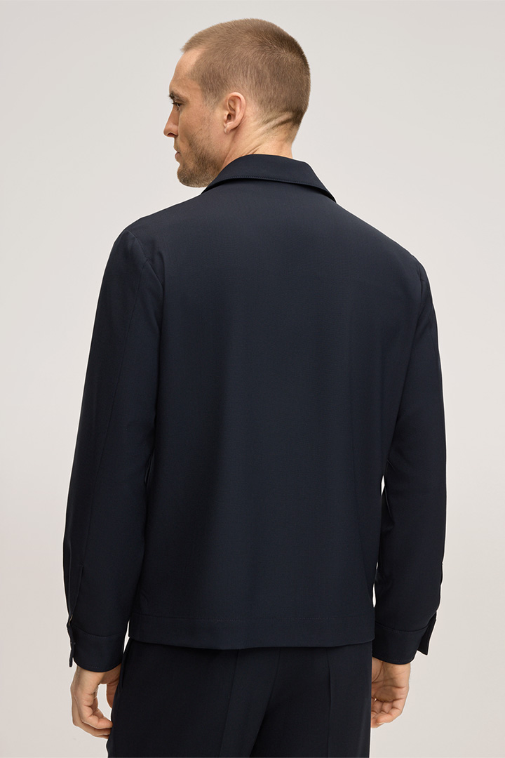 Schurwoll-Baukasten-Overshirt Lavoro in Navy