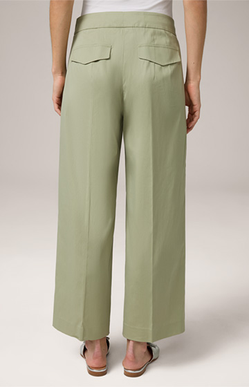 Stretch sage green merino wool double pleat Trousers