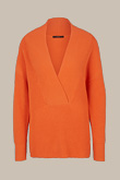 Baumwollmix-Pullover mit tiefem V-Ausschnitt in Orange
