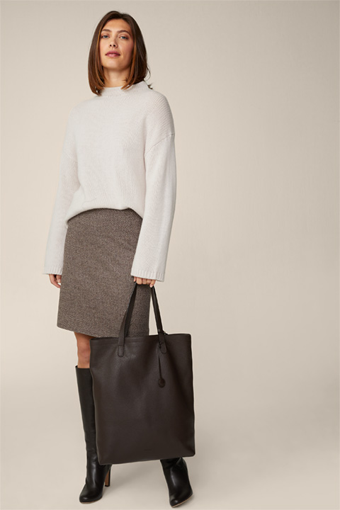 Jersey Skirt in Brown and Ecru, patterned