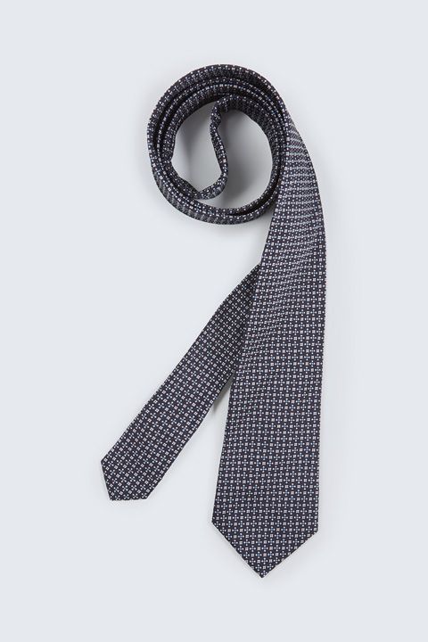 Seidenkrawatte in Navy gemustert