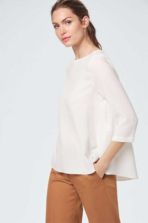 Crêpe-Bluse in Ecru