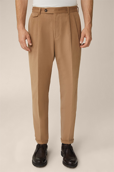 Serpo Cotton Blend Trousers in Camel Brown