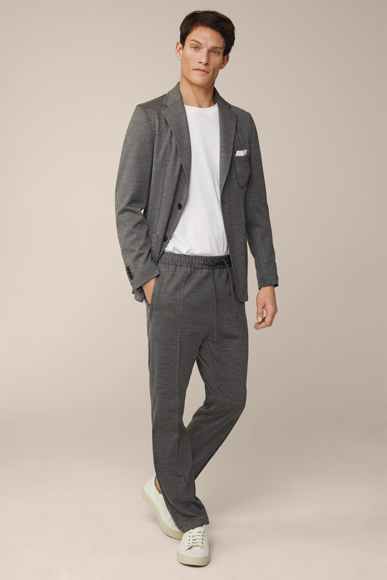 Nostro Knitted Jogger-style Trousers in Grey Melange