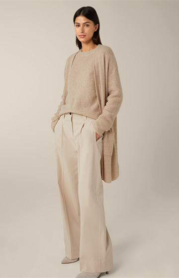 Wool Blend Pullover with Silk and Cashmere in Beige
