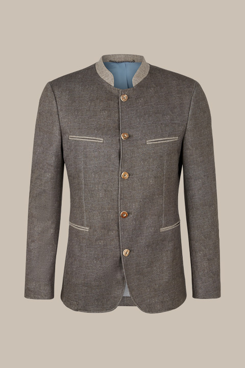 Mène à la page produit « Veste d’inspiration traditionnelle Schwabing, coloris olive chiné »