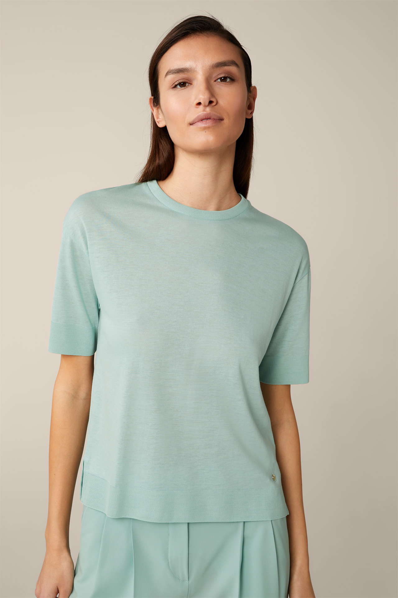 Tencel-Baumwoll-T-Shirt in Mintgrün