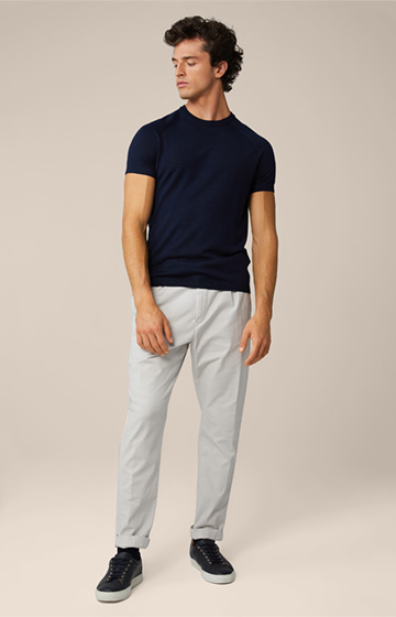 Nando Knitted T-shirt with Silk and Cashmere in Navy