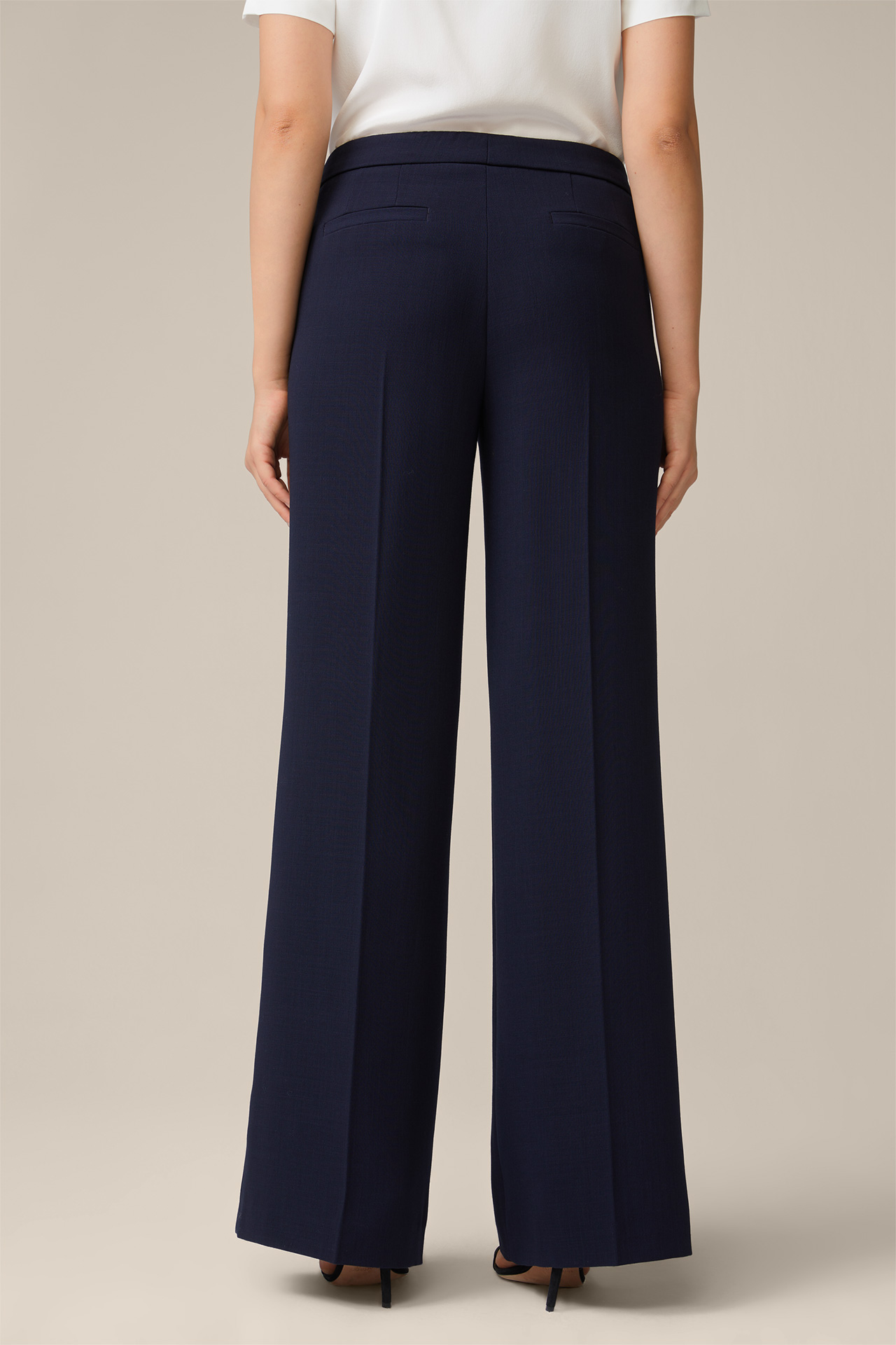 Double-Wollcrêpe-Palazzo-Hose in Navy