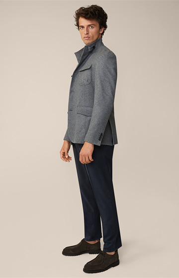 Arco Wool Jersey Work Wear Jacket with Stand-up Collar in Grey