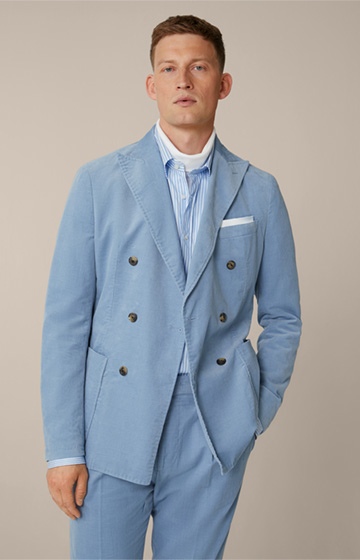 Satino Modular Fine Cord Double-breasted Jacket in Blue